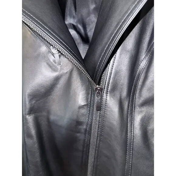 PONTE VECCHIO supple black 100% leather lambskin (?) moto Italian jacket coat - Picture 3 of 12